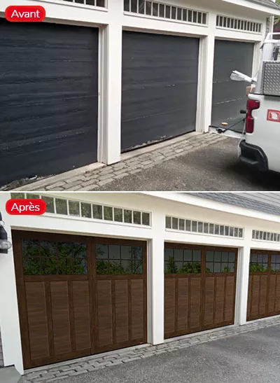 Photos avant et après de portes de garage installées